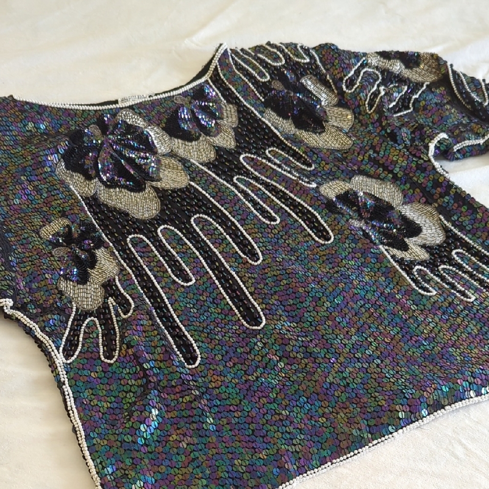 Vintage Hand Beaded Top Large
